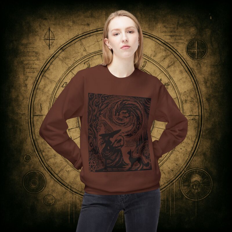 Woodcut Stitch Witch Unisex Sweatshirt - Image 11
