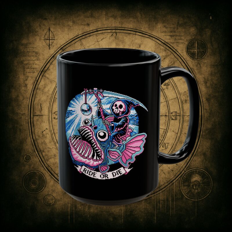 Ride or Die Angler Fish Ceramic Mug - Image 9