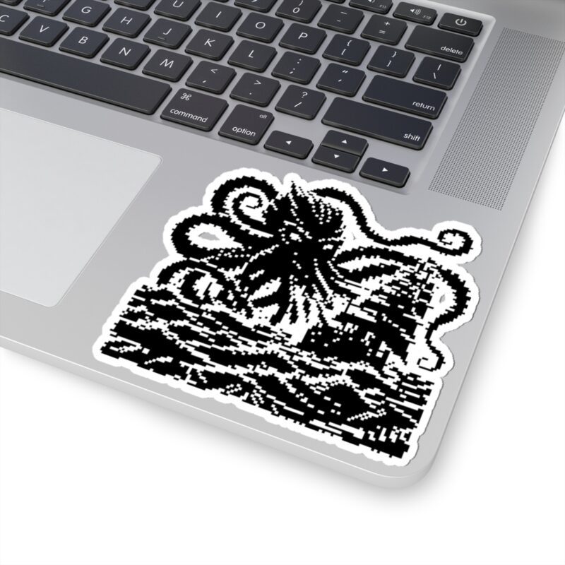 Woodcut Kraken Kiss-Cut Sticker - Image 2