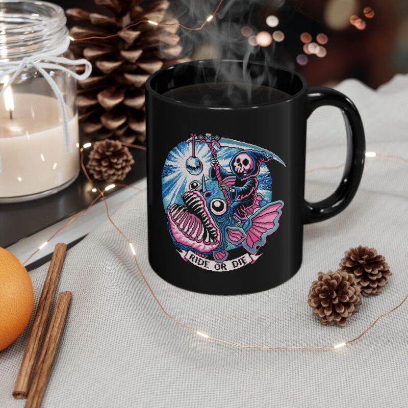 Ride or Die Angler Fish Ceramic Mug - Image 4
