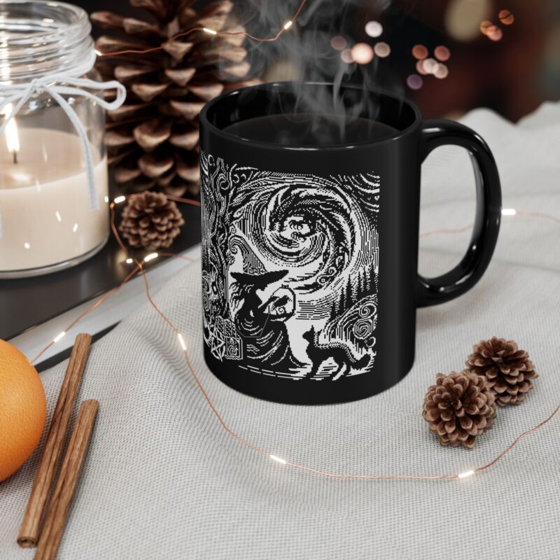 Woodcut Stitch Witch Ceramic Mug - Image 4