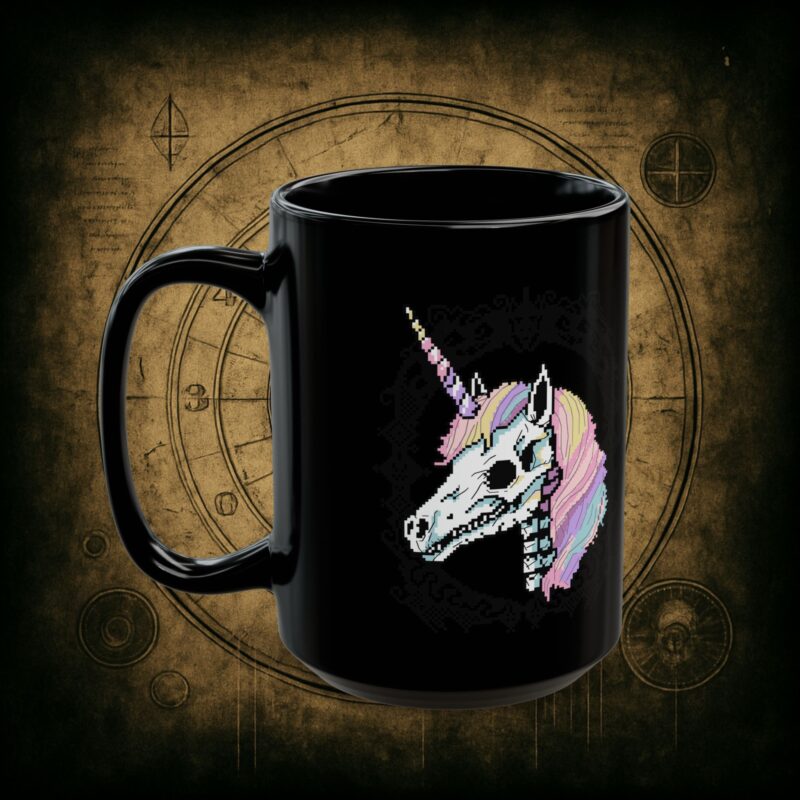 Pastel Goth Skeleton Unicorn Ceramic Mug - Image 8