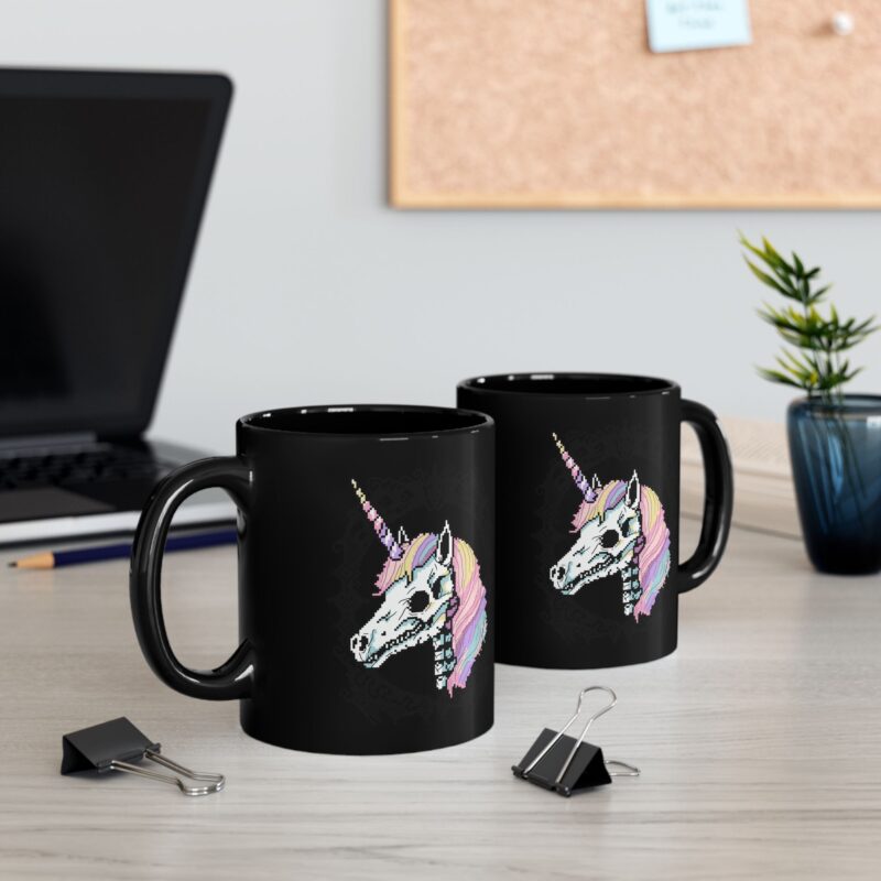 Pastel Goth Skeleton Unicorn Ceramic Mug - Image 5