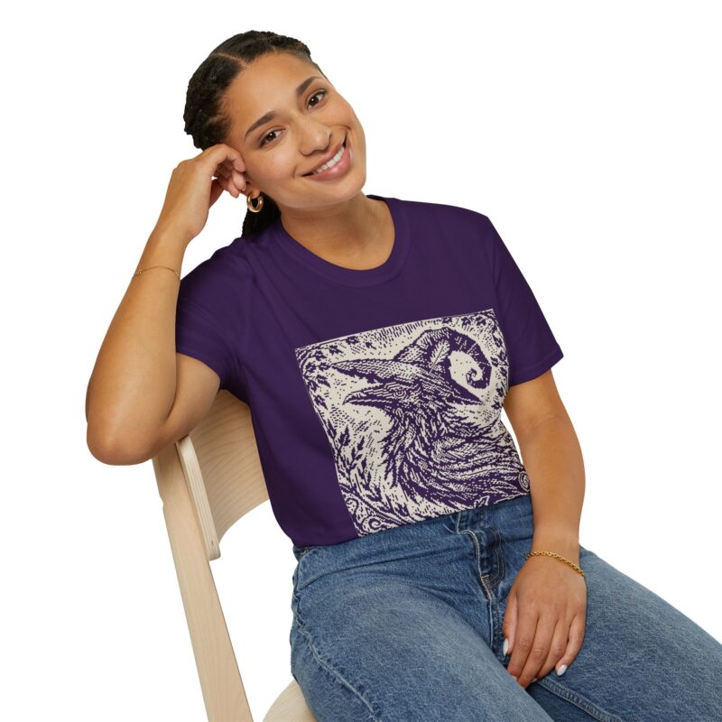 Woodcut Raven Unisex T-shirt - Image 61