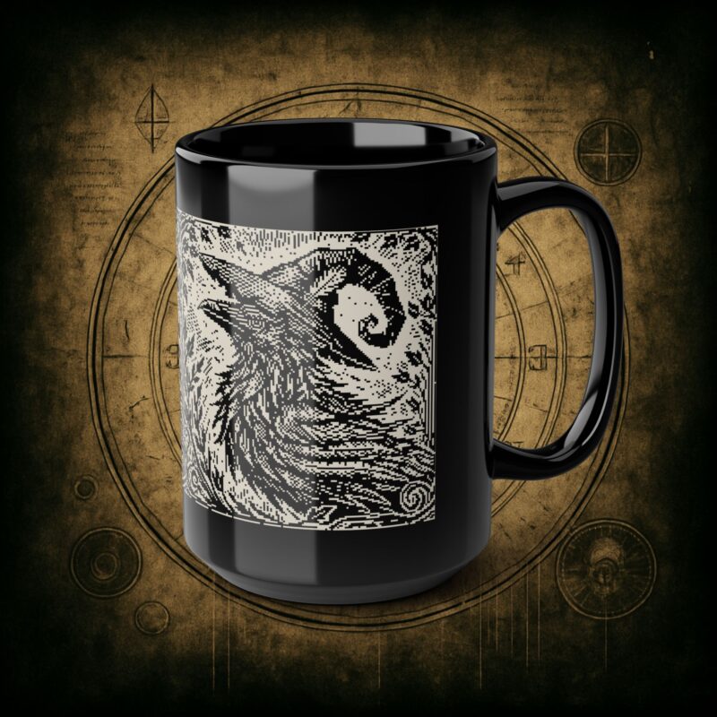 Woodcut Raven Ceramic Mug - Image 10