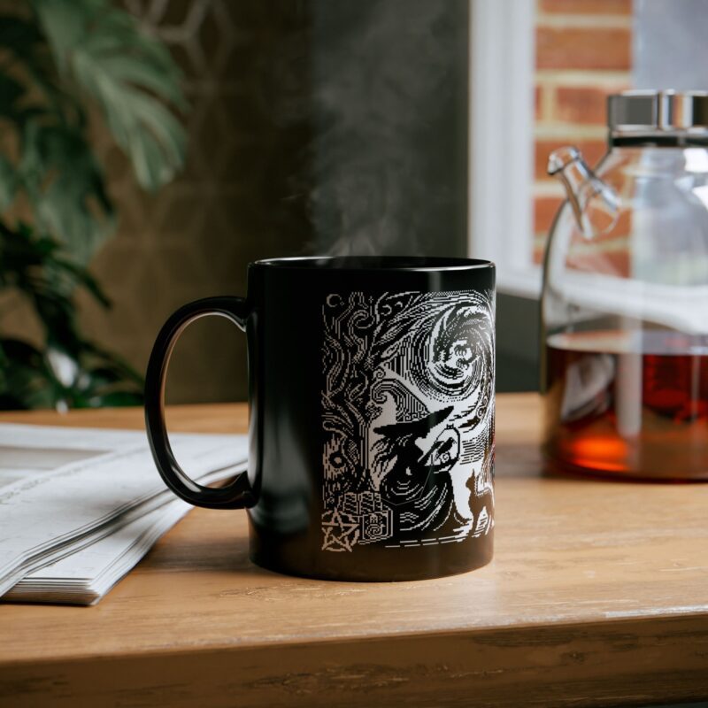 Woodcut Stitch Witch Ceramic Mug - Image 6