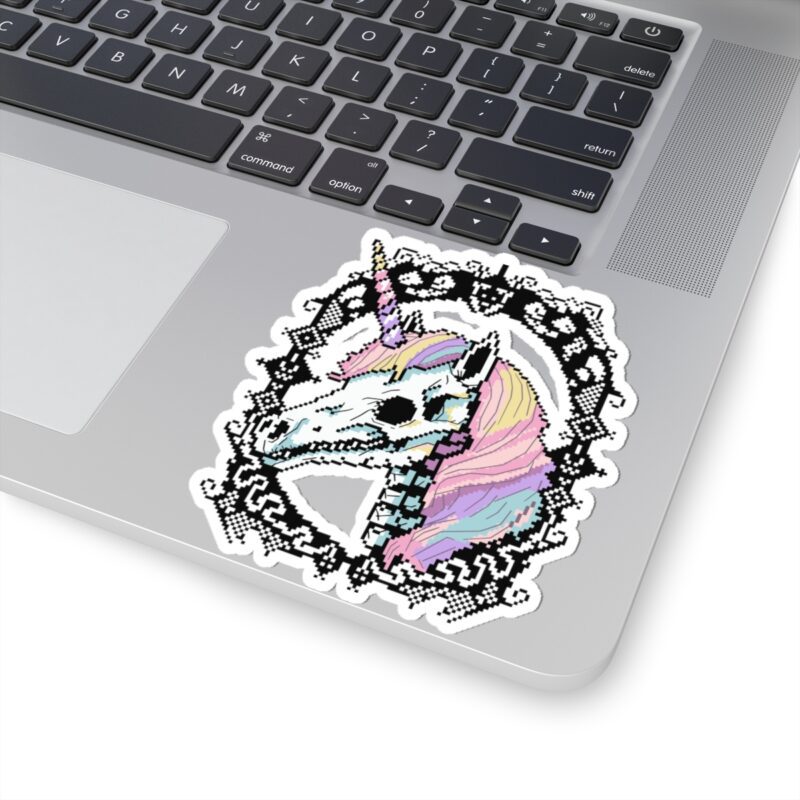 Pastel Goth Skeleton Unicorn Kiss-Cut Sticker - Image 2