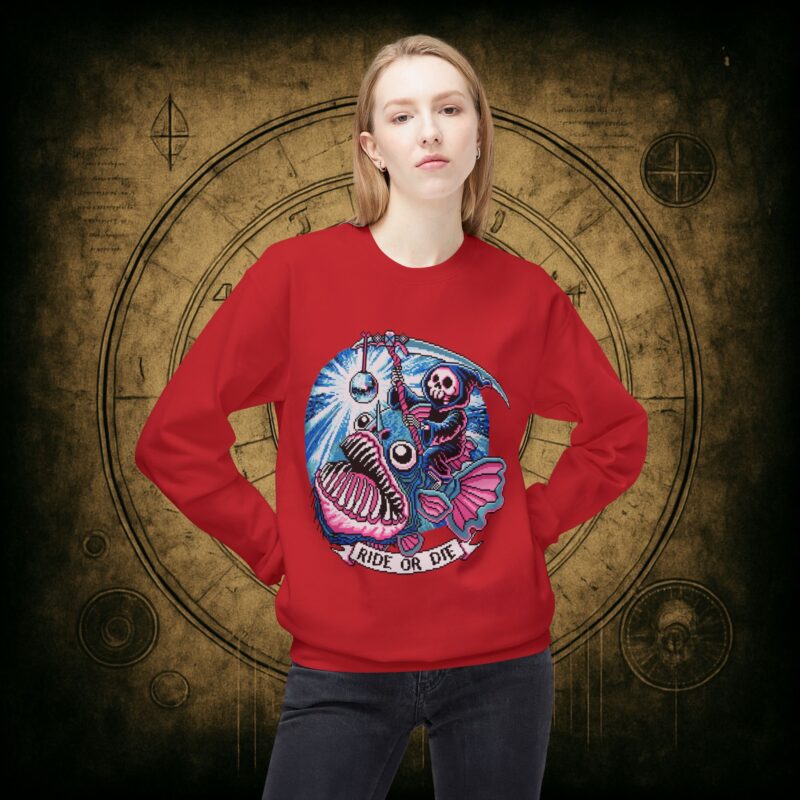 Ride or Die Angler Fish Unisex Sweatshirt - Image 5