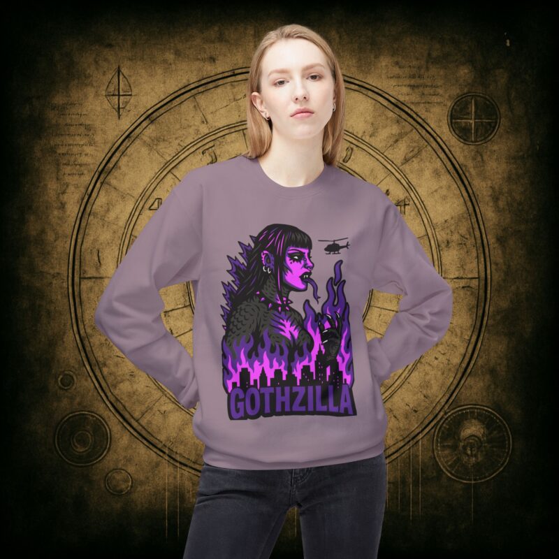 Gothzilla (Purple) Unisex Sweatshirt - Image 38
