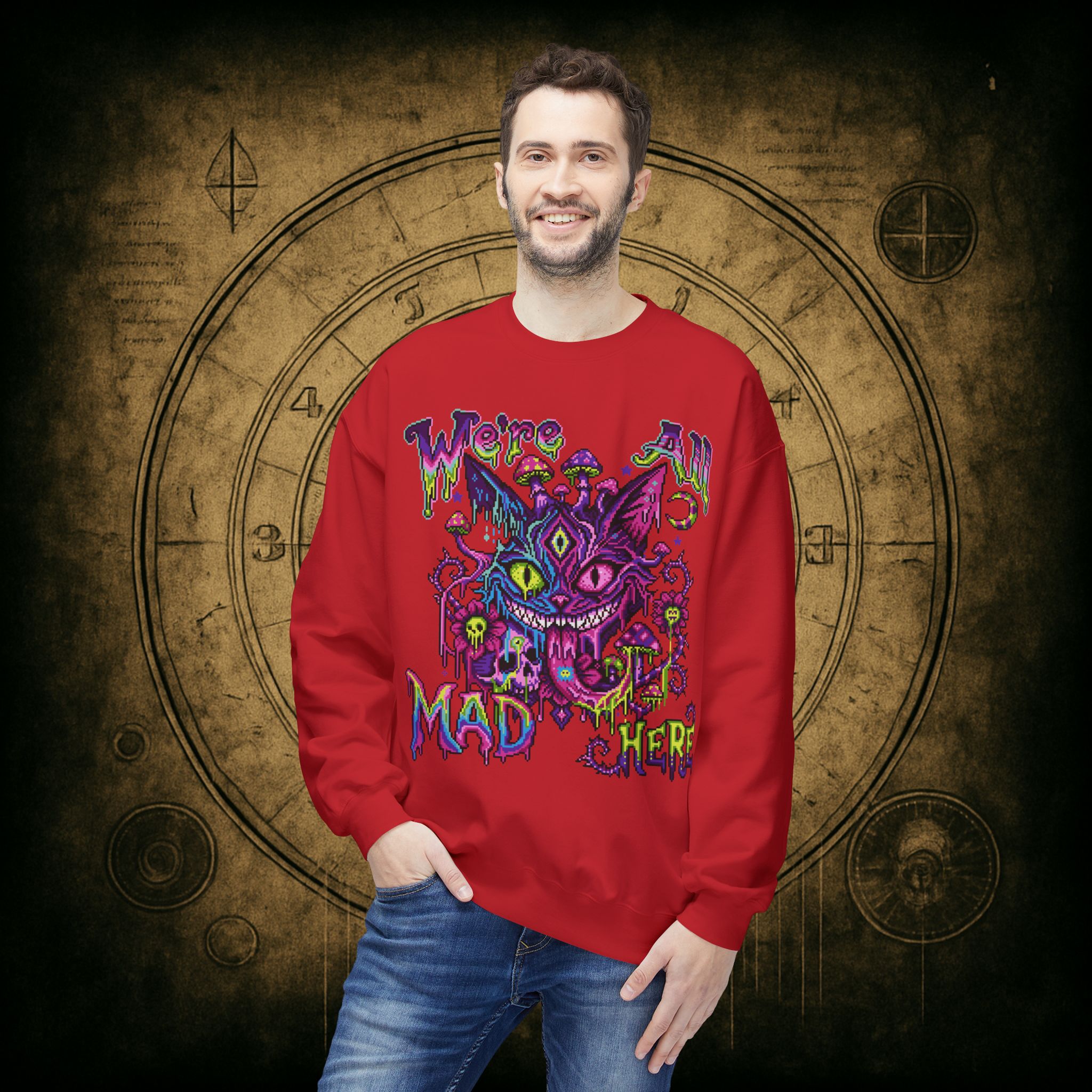 We’re All Mad Here Cheshire Cat Unisex Sweatshirt - Image 7