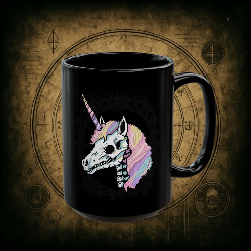 Pastel Goth Skeleton Unicorn Ceramic Mug - Image 9