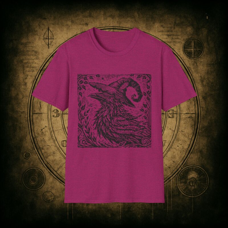Woodcut Raven Unisex T-shirt - Image 38
