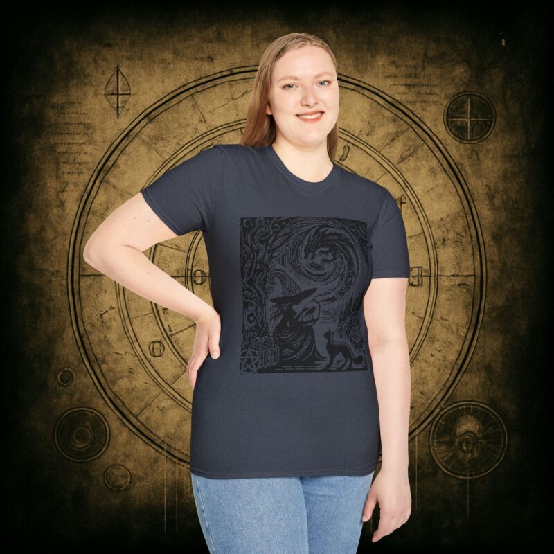 Woodcut Stitch Witch Unisex T-Shirt - Image 55