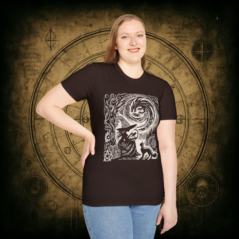 Woodcut Stitch Witch Unisex T-Shirt - Image 35
