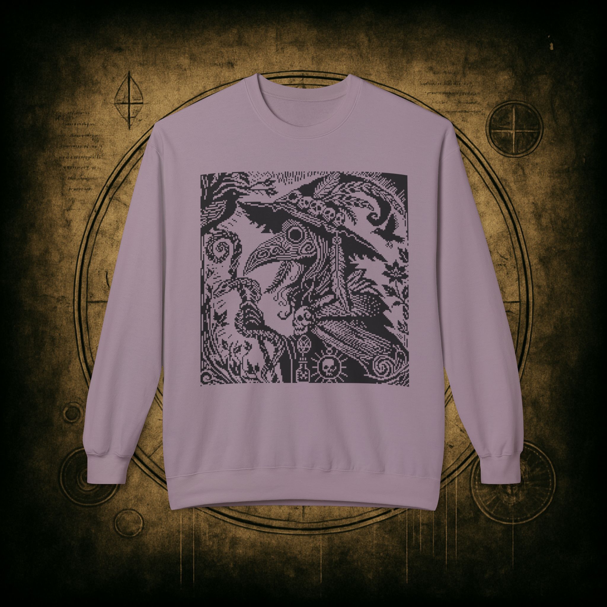 Woodcut Plague Doctor Witch Sweatshirt - Image 49