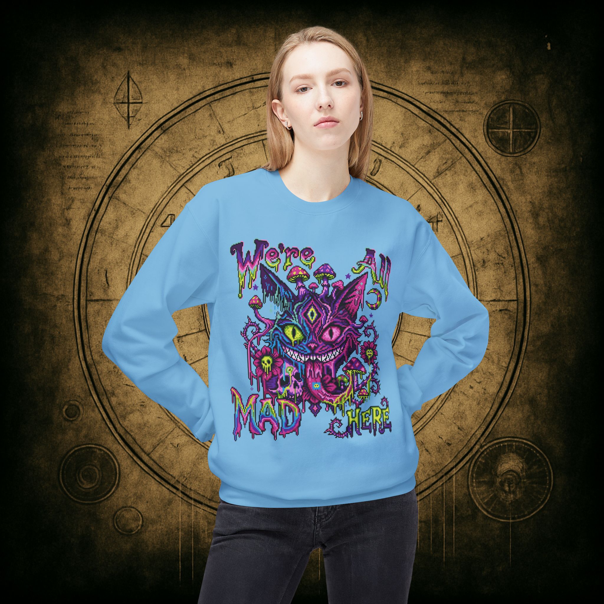 We’re All Mad Here Cheshire Cat Unisex Sweatshirt - Image 30