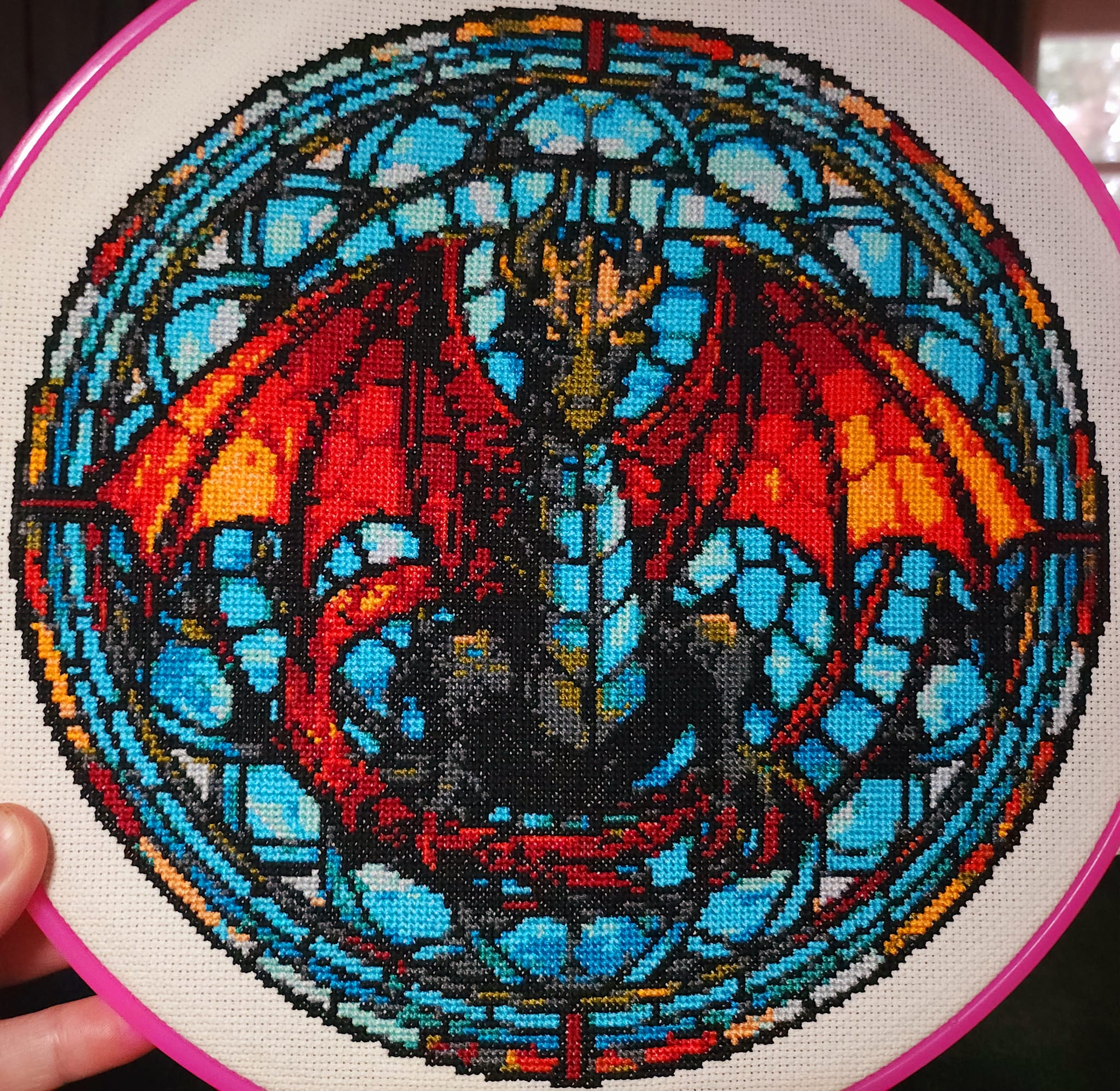 Stained Glass Dragon Cross Stitch Pattern