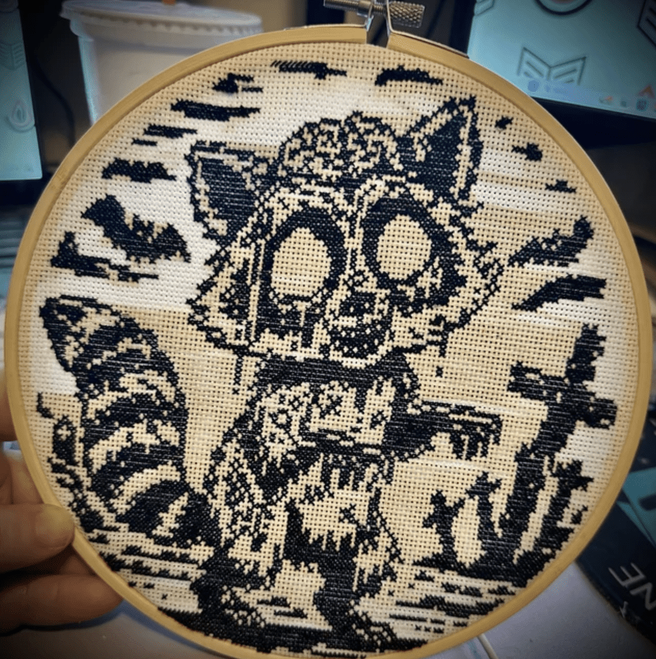 Zombie Raccoon Cross Stitch Pattern 