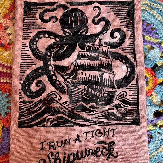 Woodcut Kraken Cross Stitch Pattern 2 
