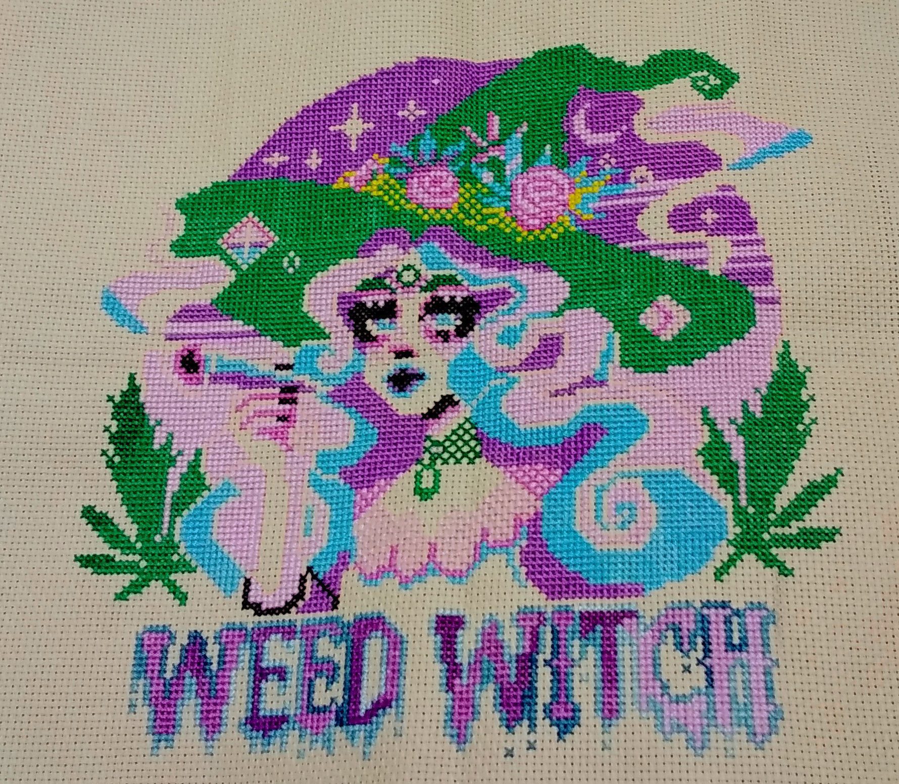 Weed Witch Cross Stitch Pattern 