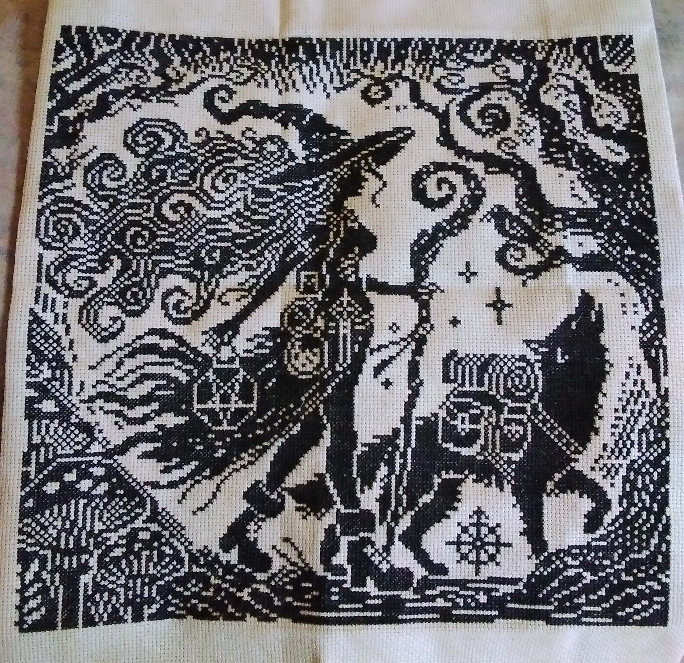 Woodcut Wanderer Witch