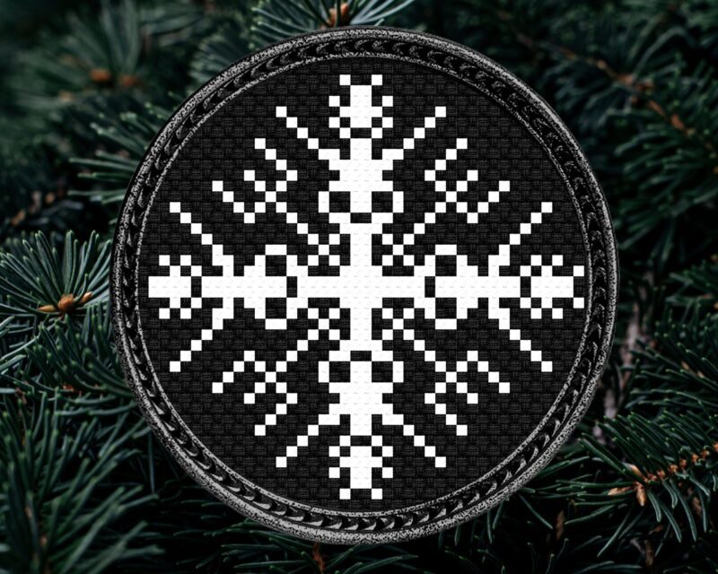Skull Snow Flake-2 Cross Stitch Pattern