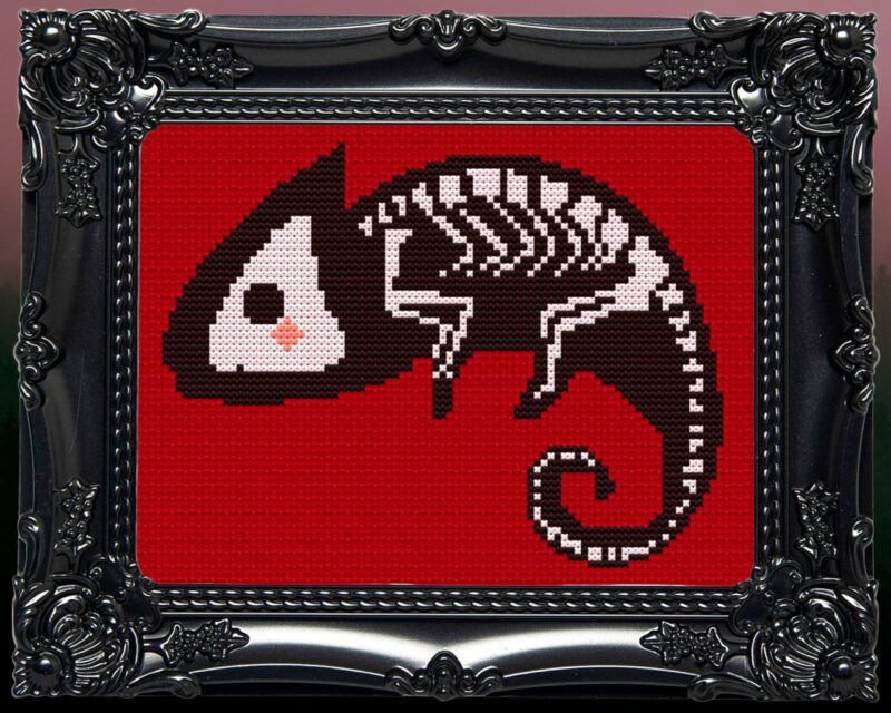 Chameleon Skeleton Cross Stitch Pattern