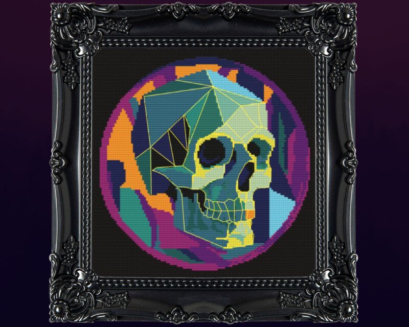 Cubist Skull Cross Stitch Pattern