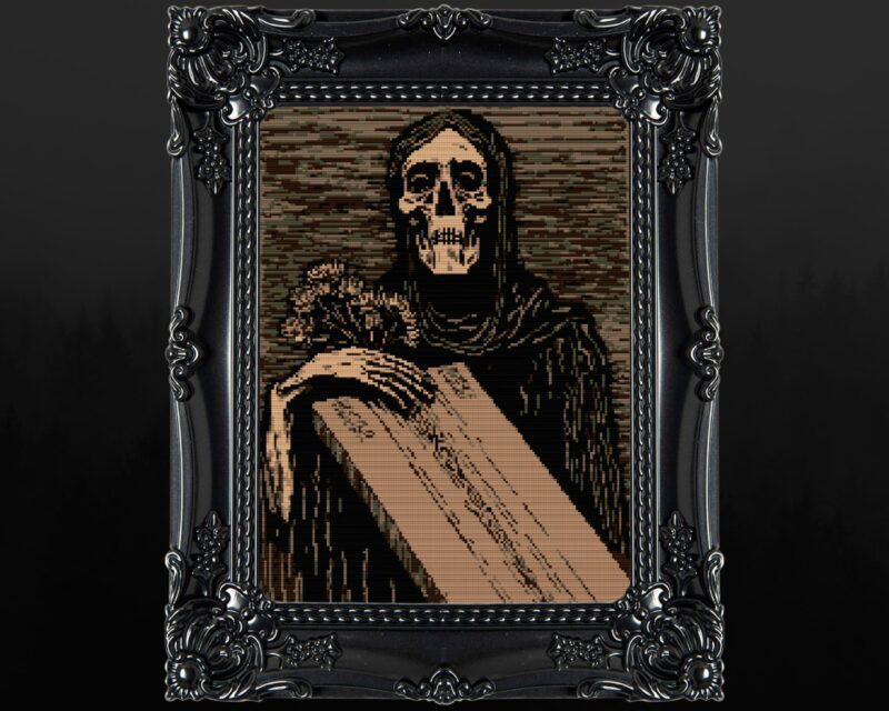 Grimm Reaper's Coffin Cross Stitch Pattern