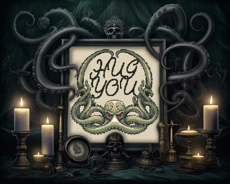 Hug You Cthulhu Cross Stitch Pattern