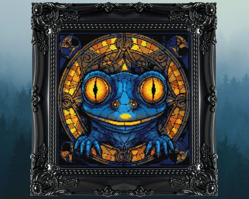 Stained Glass Frog Cross Stitch Pattern 2 - Image 2