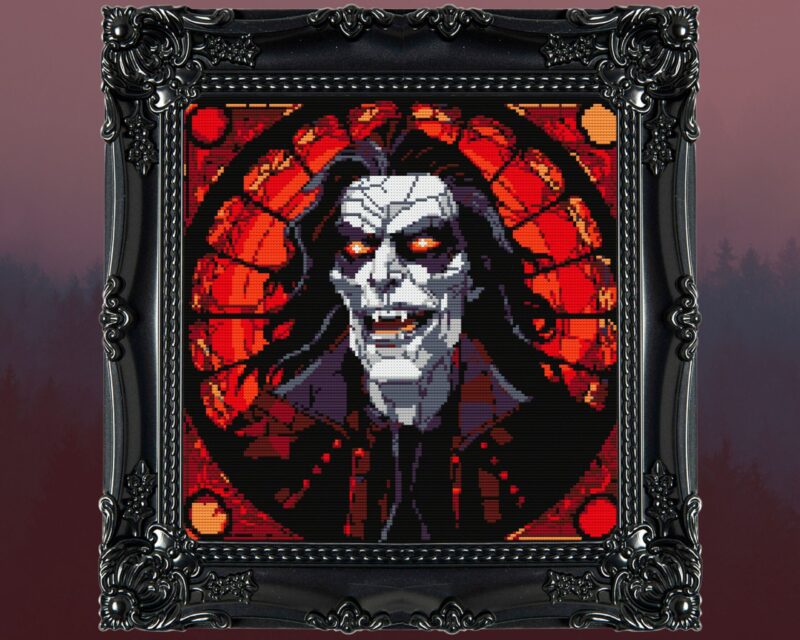 Victorian Vampire Stained Glass Cross Stitch Pattern - Image 2
