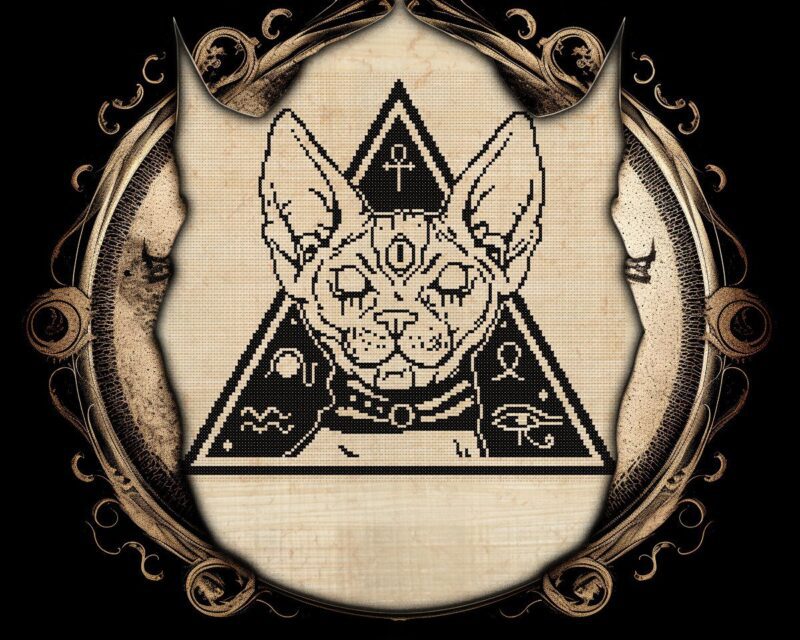 Egyptian Occult Sphinx Cat Cross Stitch Pattern - Image 2