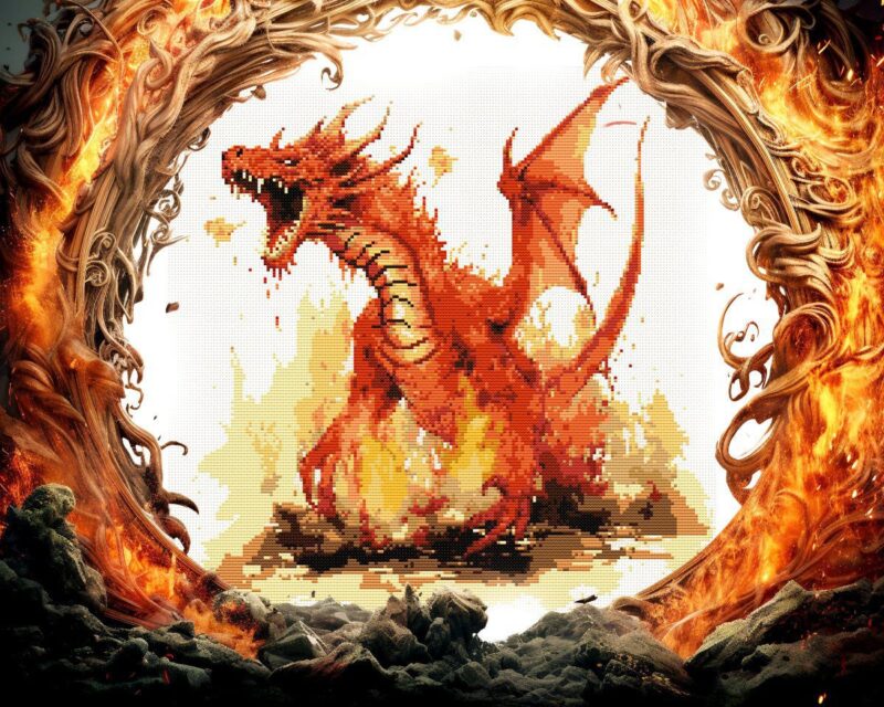 Fire Dragon Cross Stitch Pattern - Image 3
