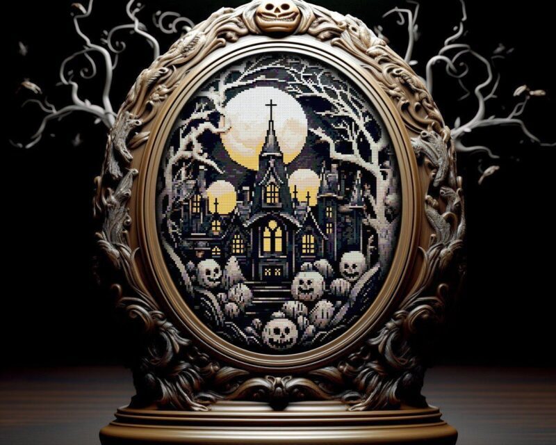 Halloween Snow Globe Cross Stitch Pattern - Image 2