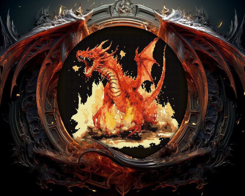Fire Dragon Cross Stitch Pattern