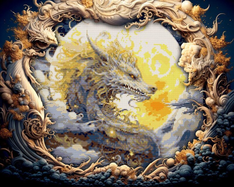 Moon Dragon Cross Stitch Pattern - Image 3