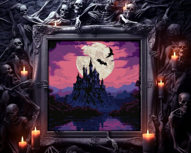 Dracula's Castle Cross Stitch Pattern 4