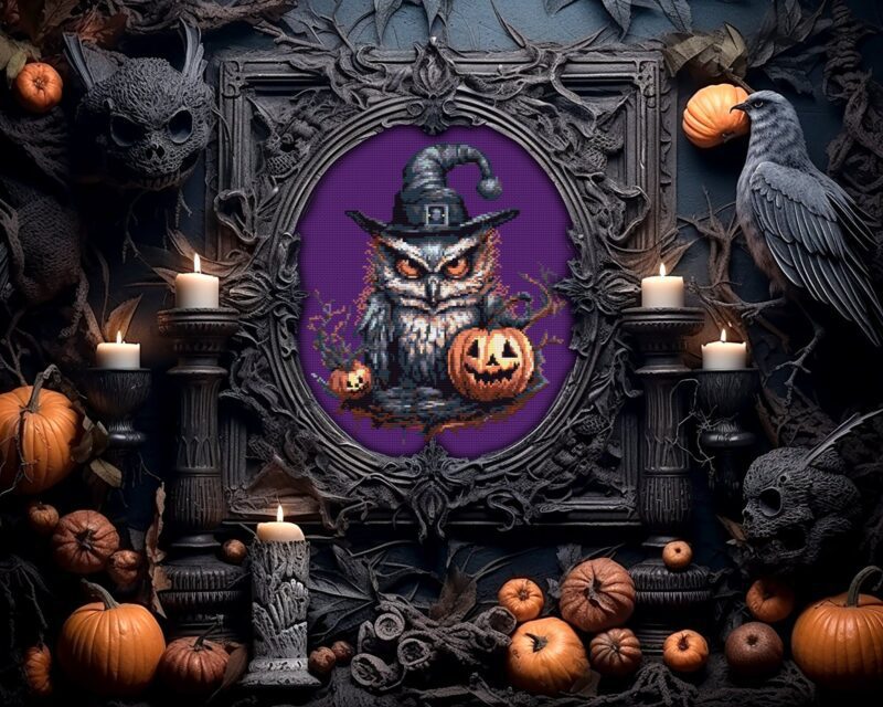 Owl Witch Cross Stitch Pattern