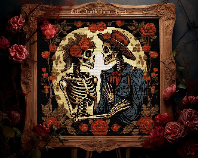 Skeleton Couple Cross Stitch Pattern