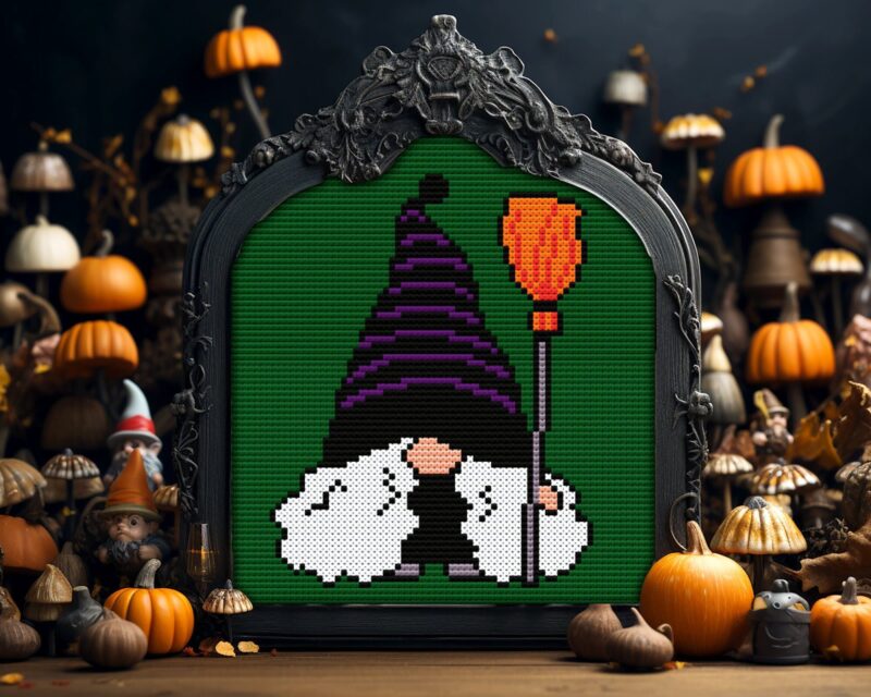 Broomlyn Halloween Gnome Cross Stitch Patterm