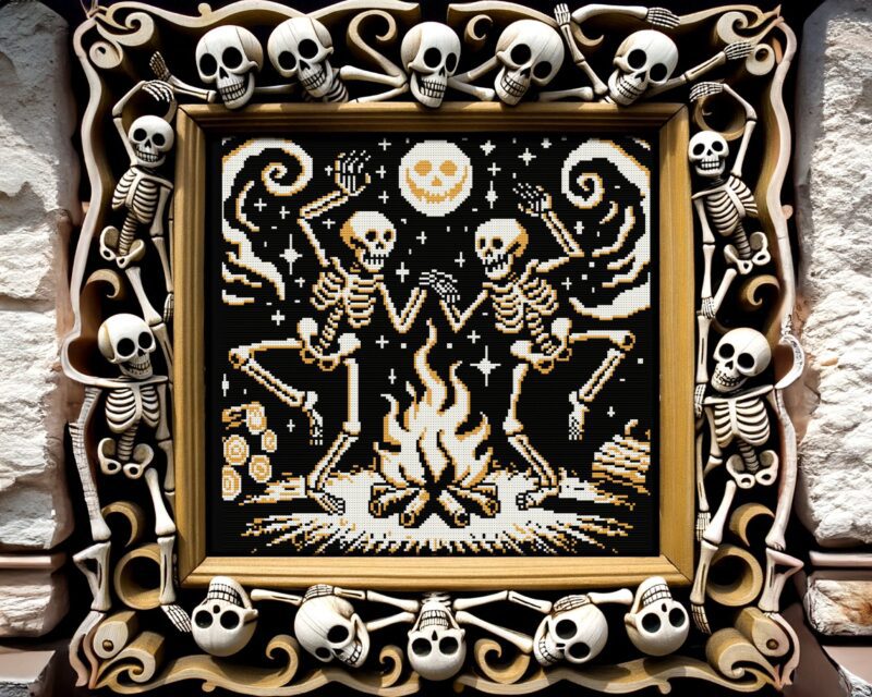 Jack Moon Dancing Skeleton Cross Stitch Pattern