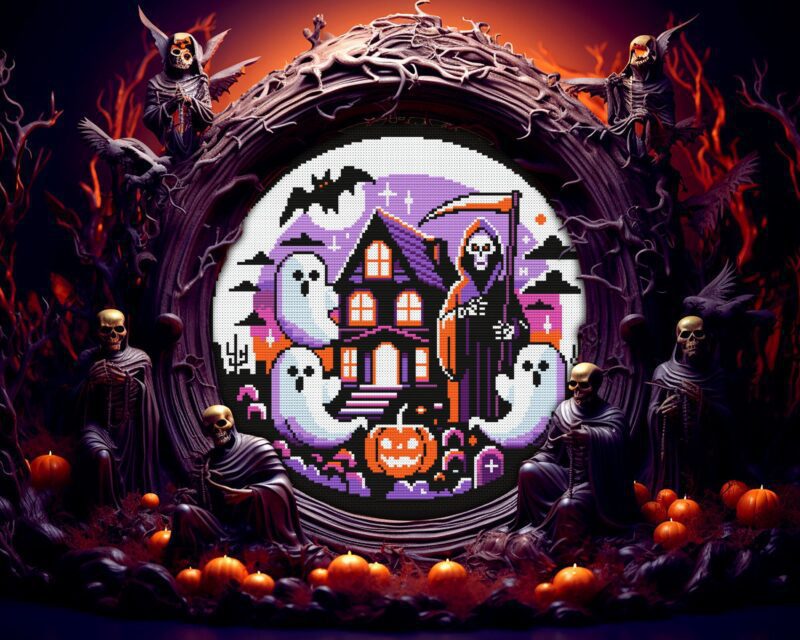 Pastel Goth Haunted House Cross Stitch Pattern 2 - Image 2