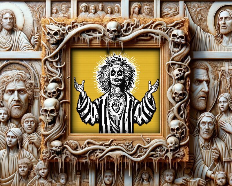 Beetlejuice Ghost Zombie Jesus Cross Stitch Pattern - Image 3