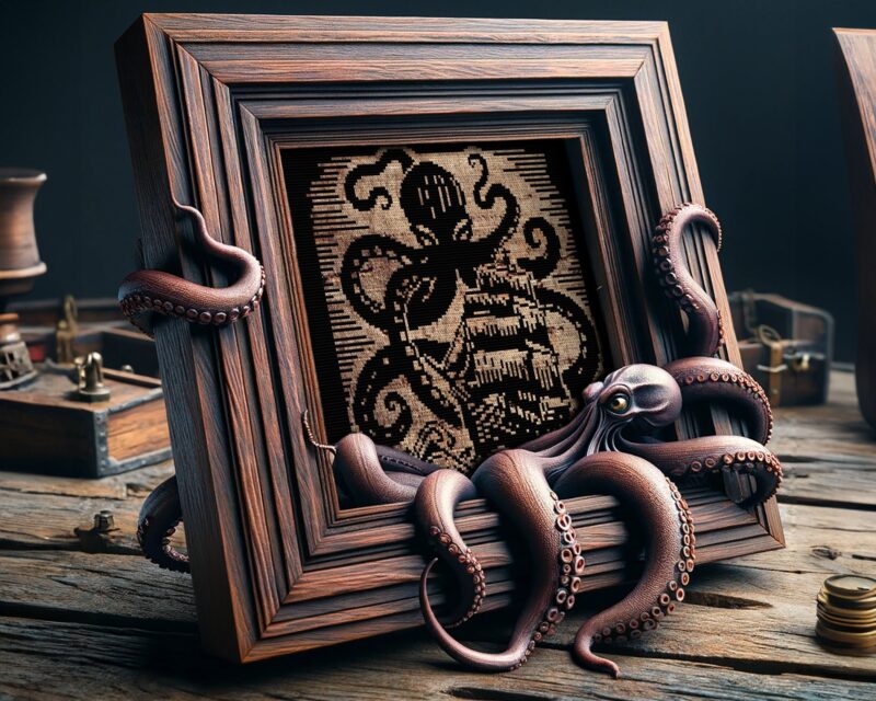 Woodcut Kraken Cross Stitch Pattern 2 - Image 2