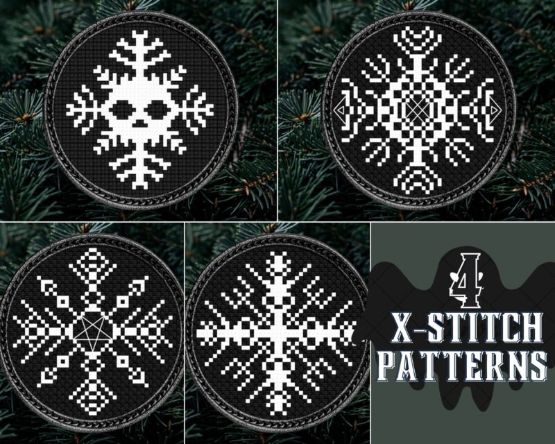 Yule Tree Ornaments Cross Stitch Set - 4  Designs