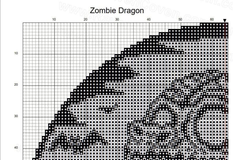 Zombie Dragon Cross Stitch Pattern - Image 7