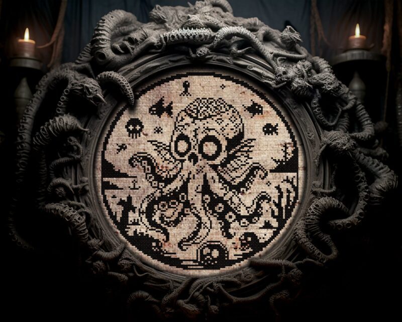 Zombie Cthulhu Cross Stitch Pattern