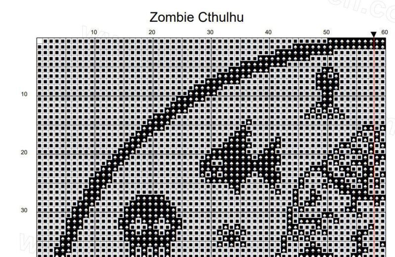 Zombie Cthulhu Cross Stitch Pattern - Image 5
