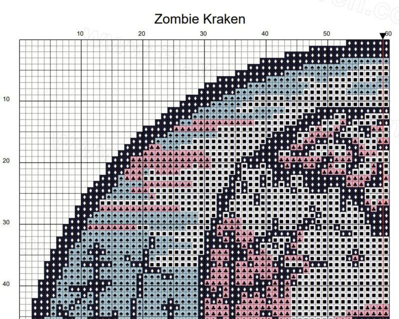 Zombie Kraken Cross Stitch Pattern - Image 7